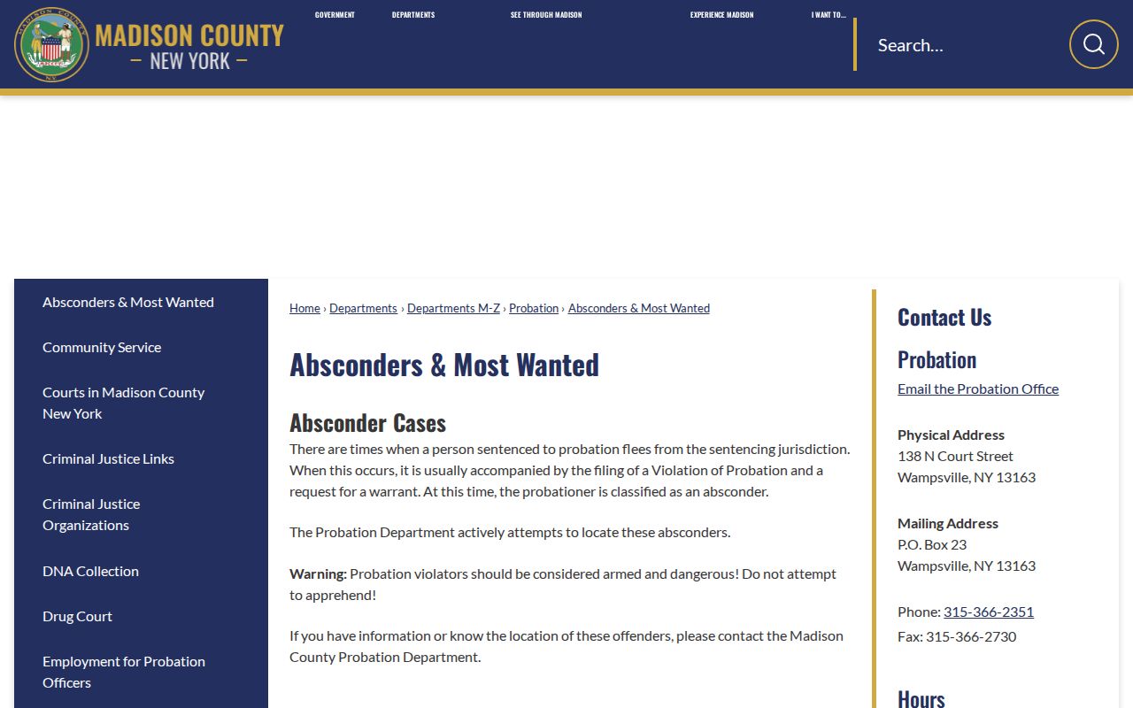 Madison County wanted fugitive warrant record source page